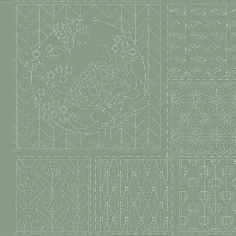 Botanical Sashiko Kentucky Stitchery Panel 50cm