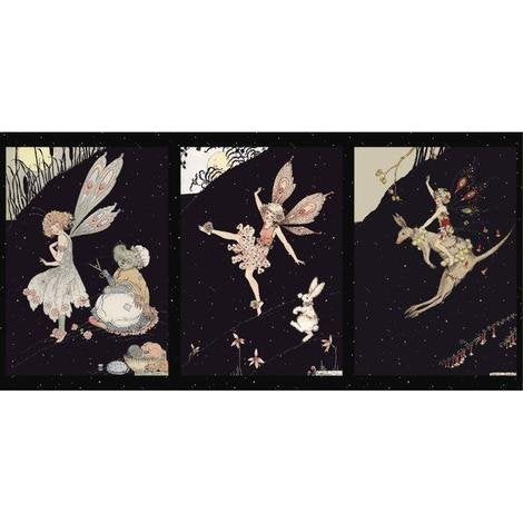 Federation Fairies 3 Block Panel Black A 54cm