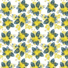 Summer Florals Golden Wattle - white